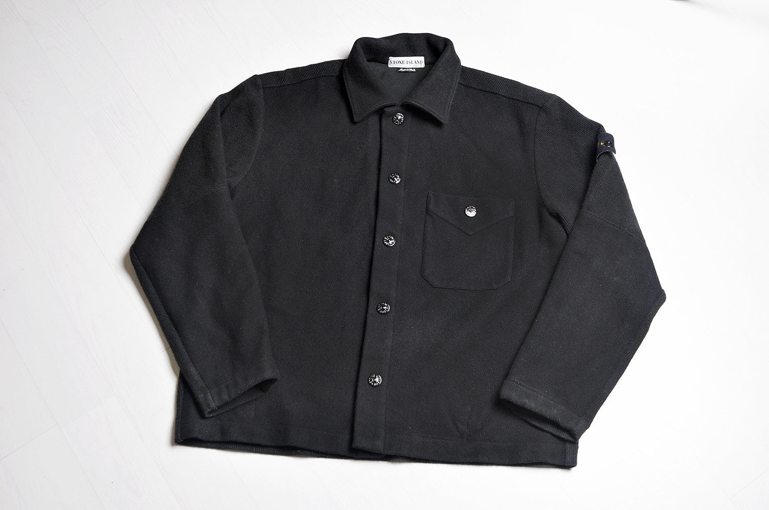 Vintage Stone Island Black Wool Bomber Collar Jacket