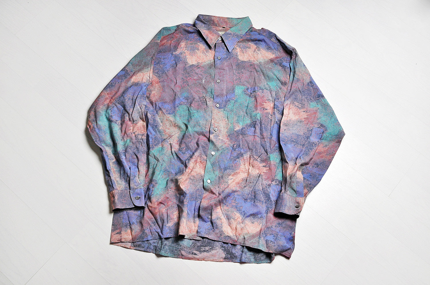 Vintage Crazy Paint Pattern Summer Long Sleeve Purple/Violet Shirt