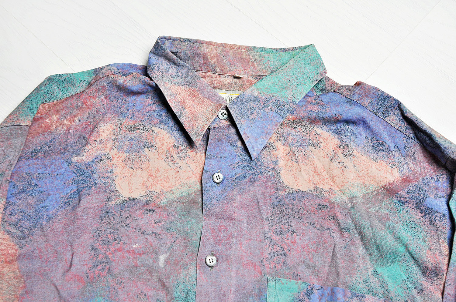 Vintage Crazy Paint Pattern Summer Long Sleeve Purple/Violet Shirt