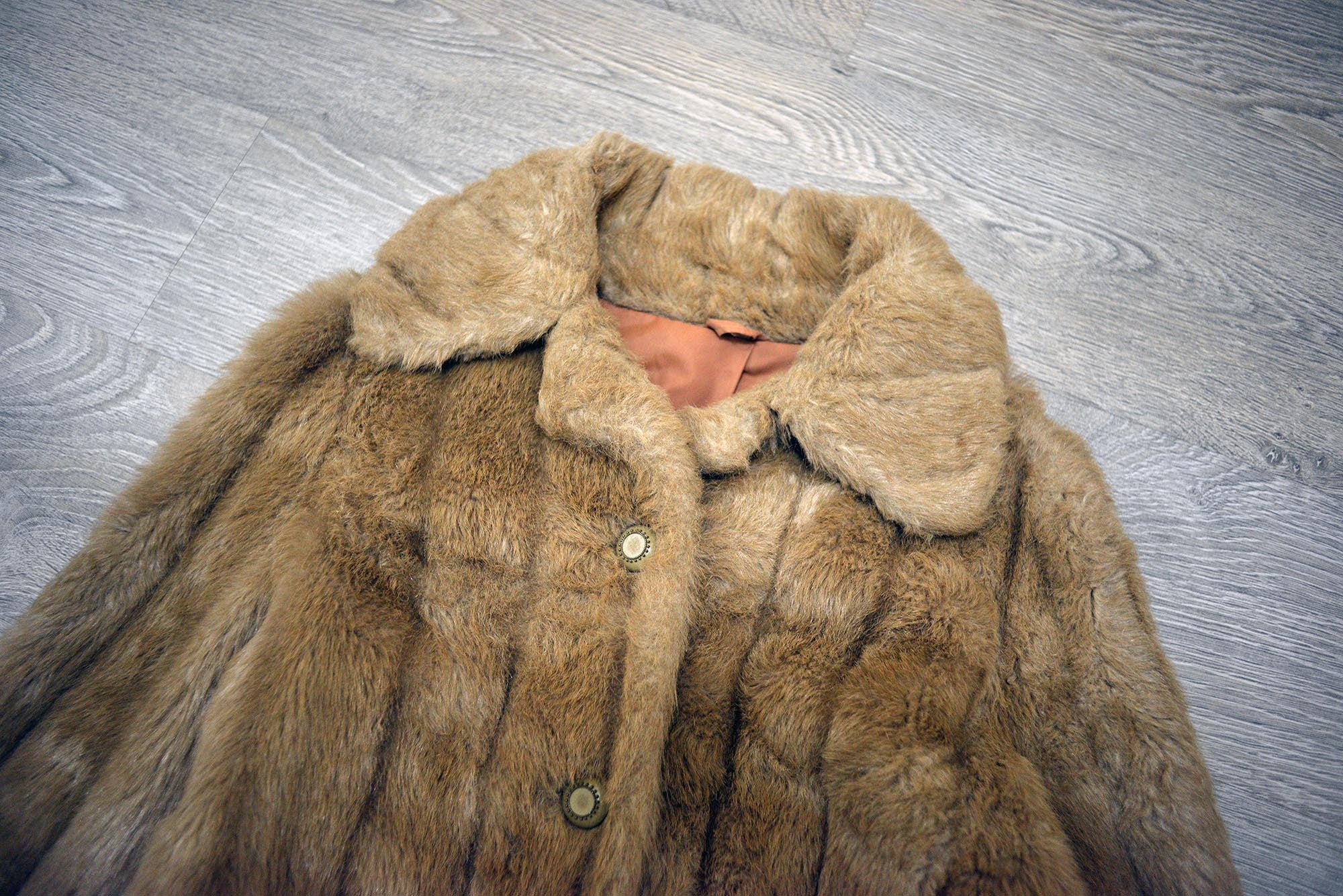 Vintage Tanned Faux Fur Winter Coat Jacket