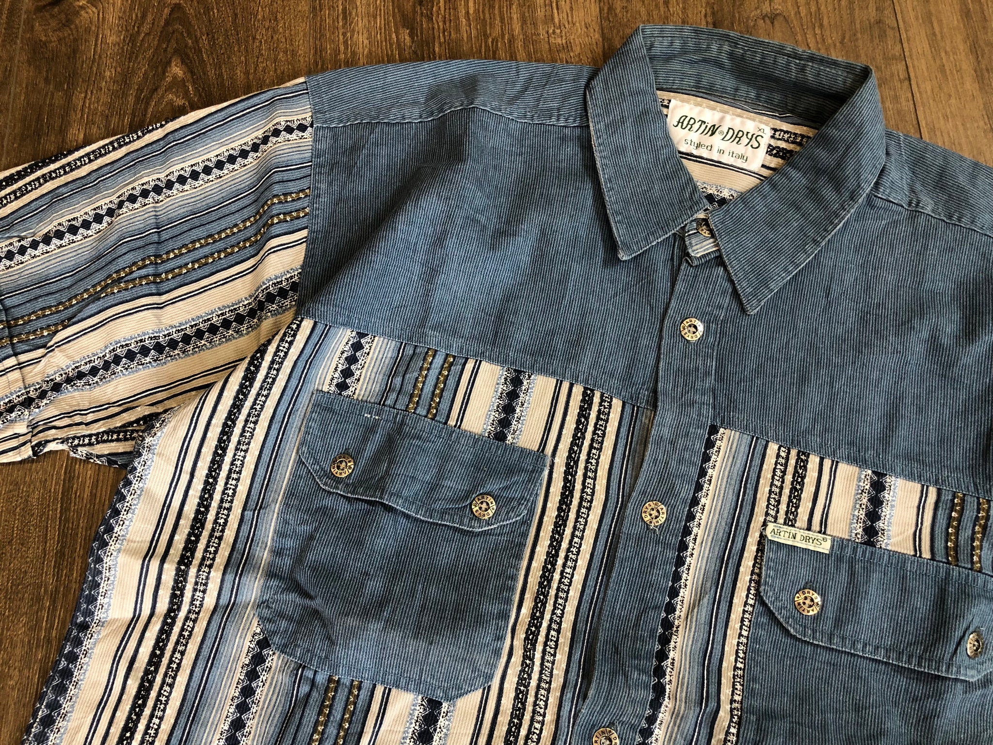 Vintage Stripe Cord Short Sleeve Shirt