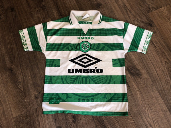 Celtic Umbro 2000 Home Football Shirt - Green/White - XL – Headlock