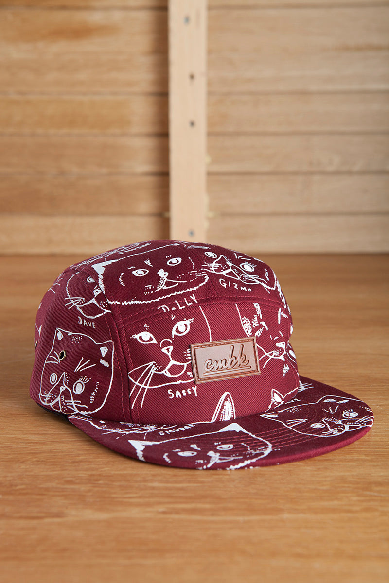 CMBK Cat Hat 5 Panel Cap (Burgundy)