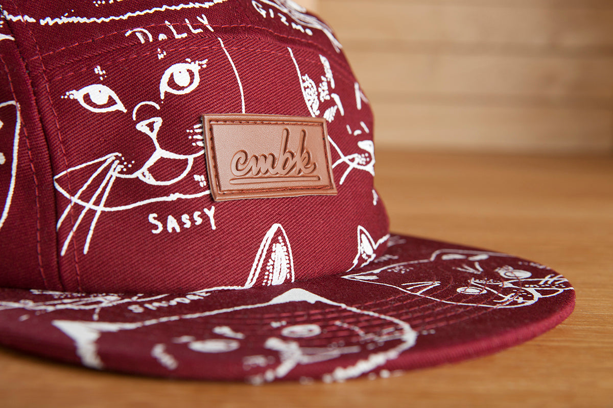 CMBK Cat Hat 5 Panel Cap (Burgundy)