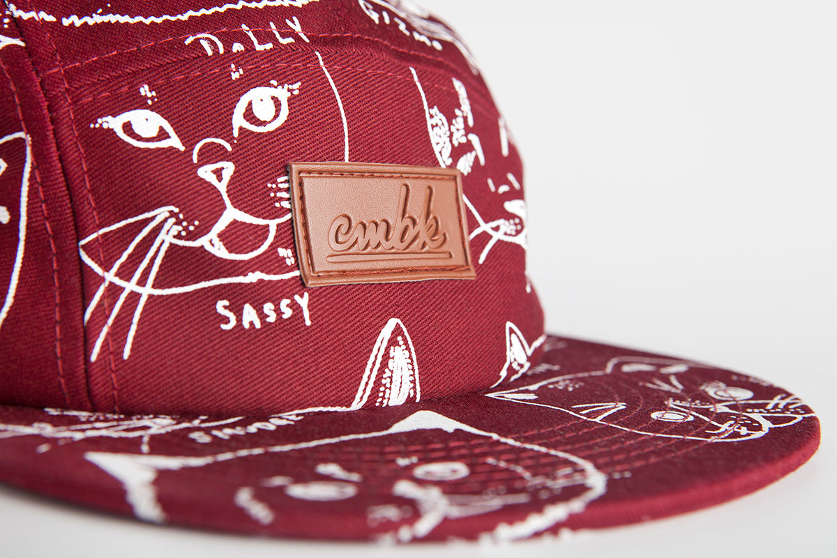 CMBK Cat Hat 5 Panel Cap (Burgundy)