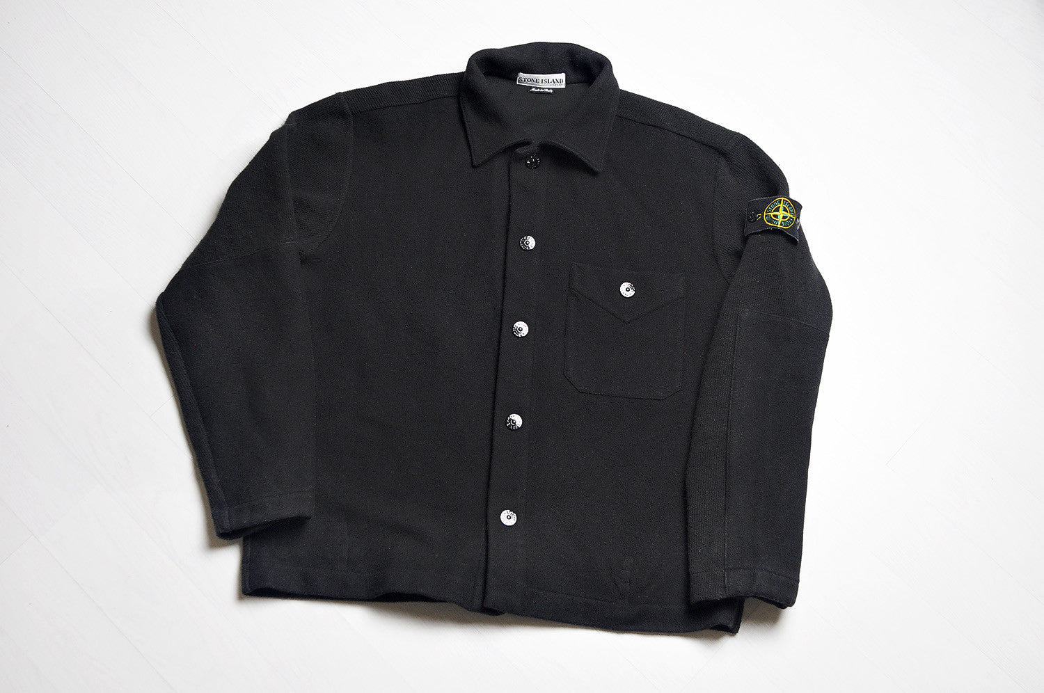 Vintage Stone Island Black Wool Bomber Collar Jacket