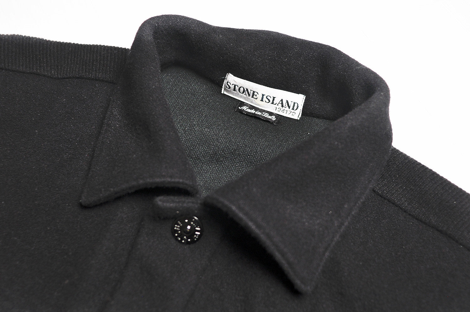 Vintage Stone Island Black Wool Bomber Collar Jacket