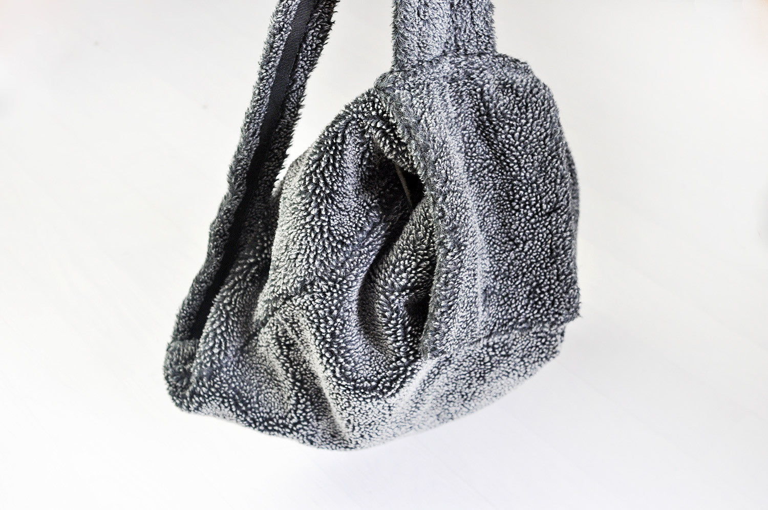 Vintage Super Soft Fur-like Grey Backpack Ruck Sack Bag
