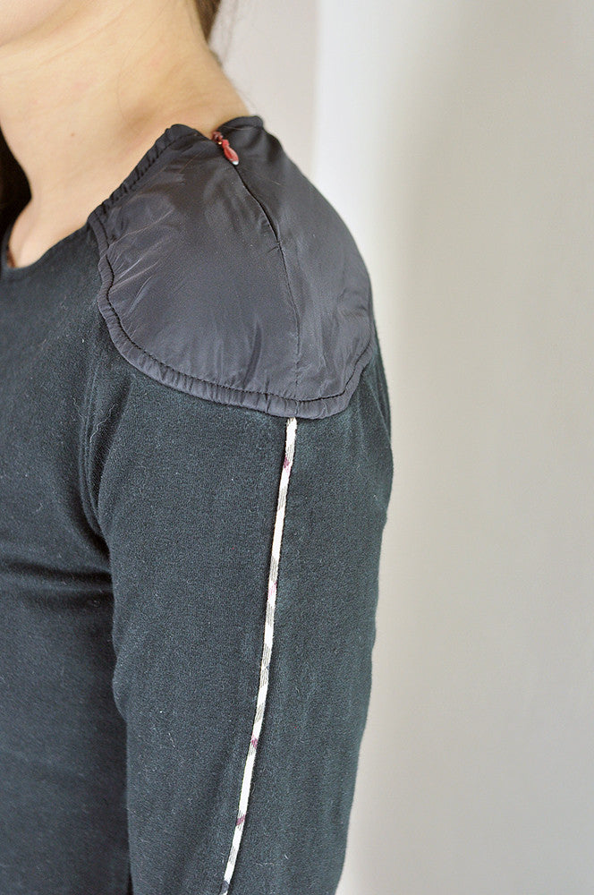 Vintage Burberry Classic Black Long Sleeve Panel Top