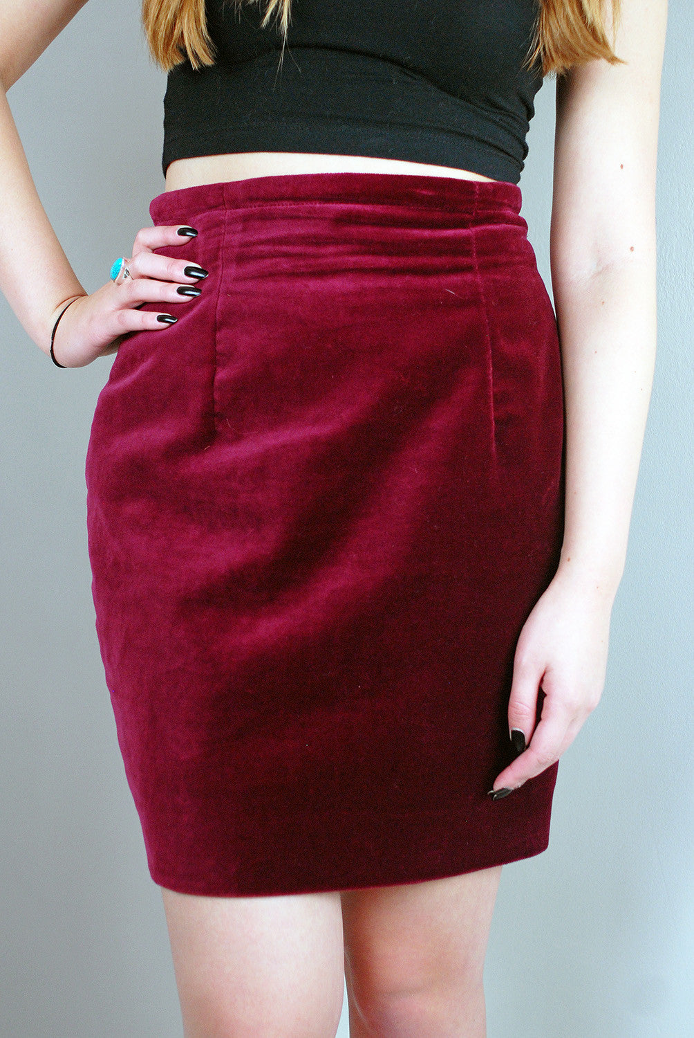 Burgundy high outlet waisted skirt