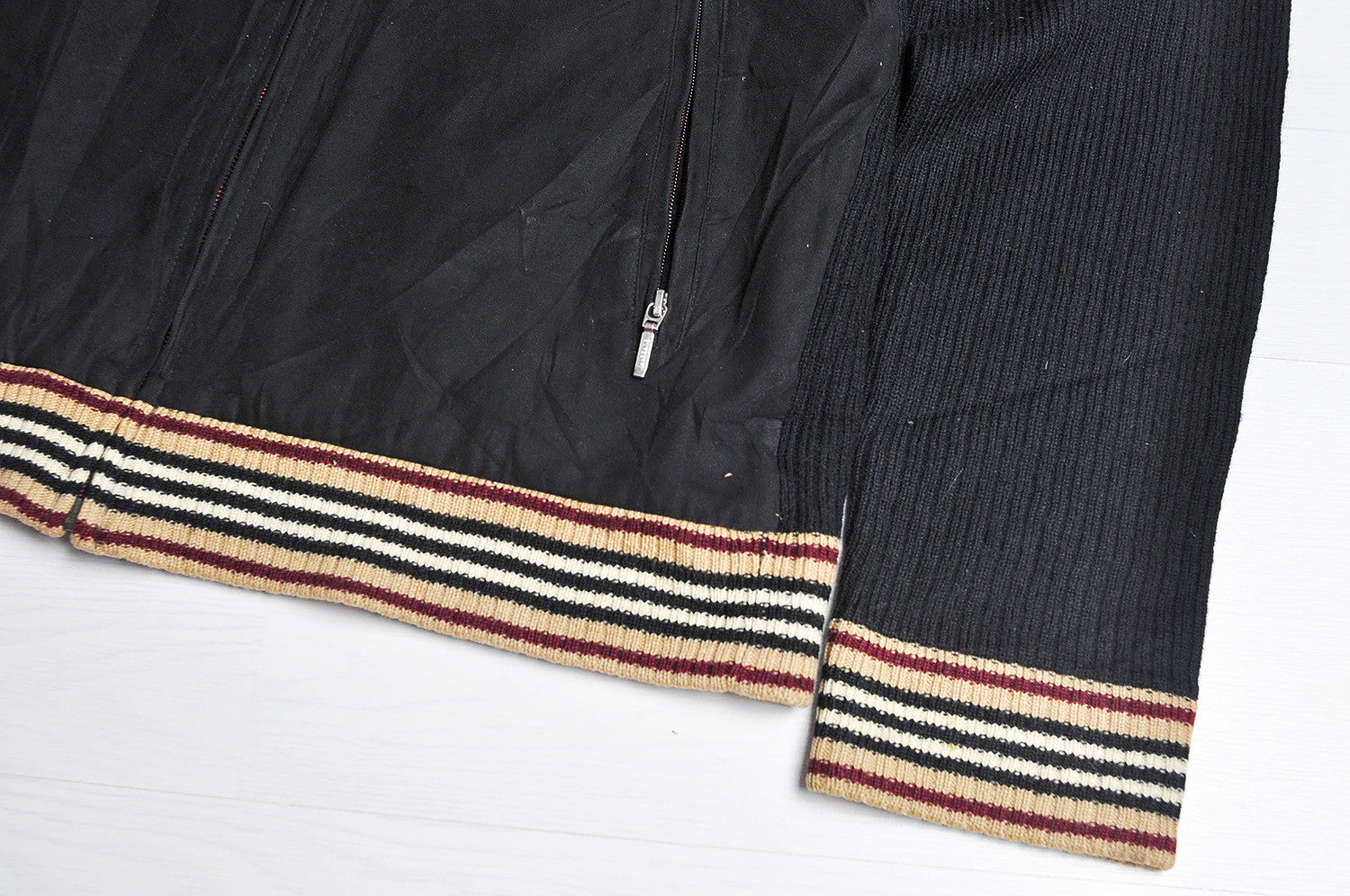Vintage Burberry (Black Label) Raglan Half Knitted Bomber Jacket