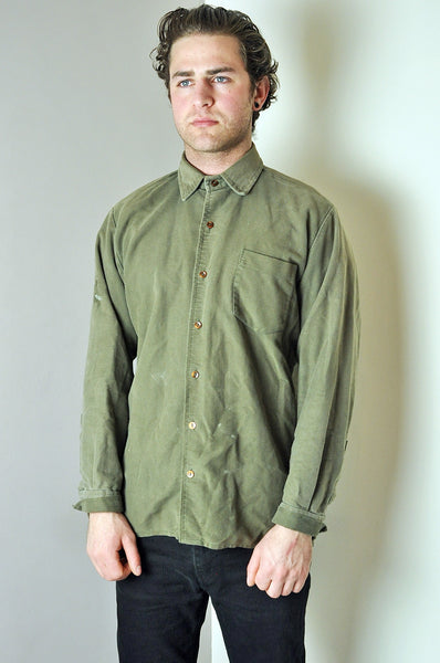Vintage Barbour Khaki Green Button Up Long Sleeve Shirt
