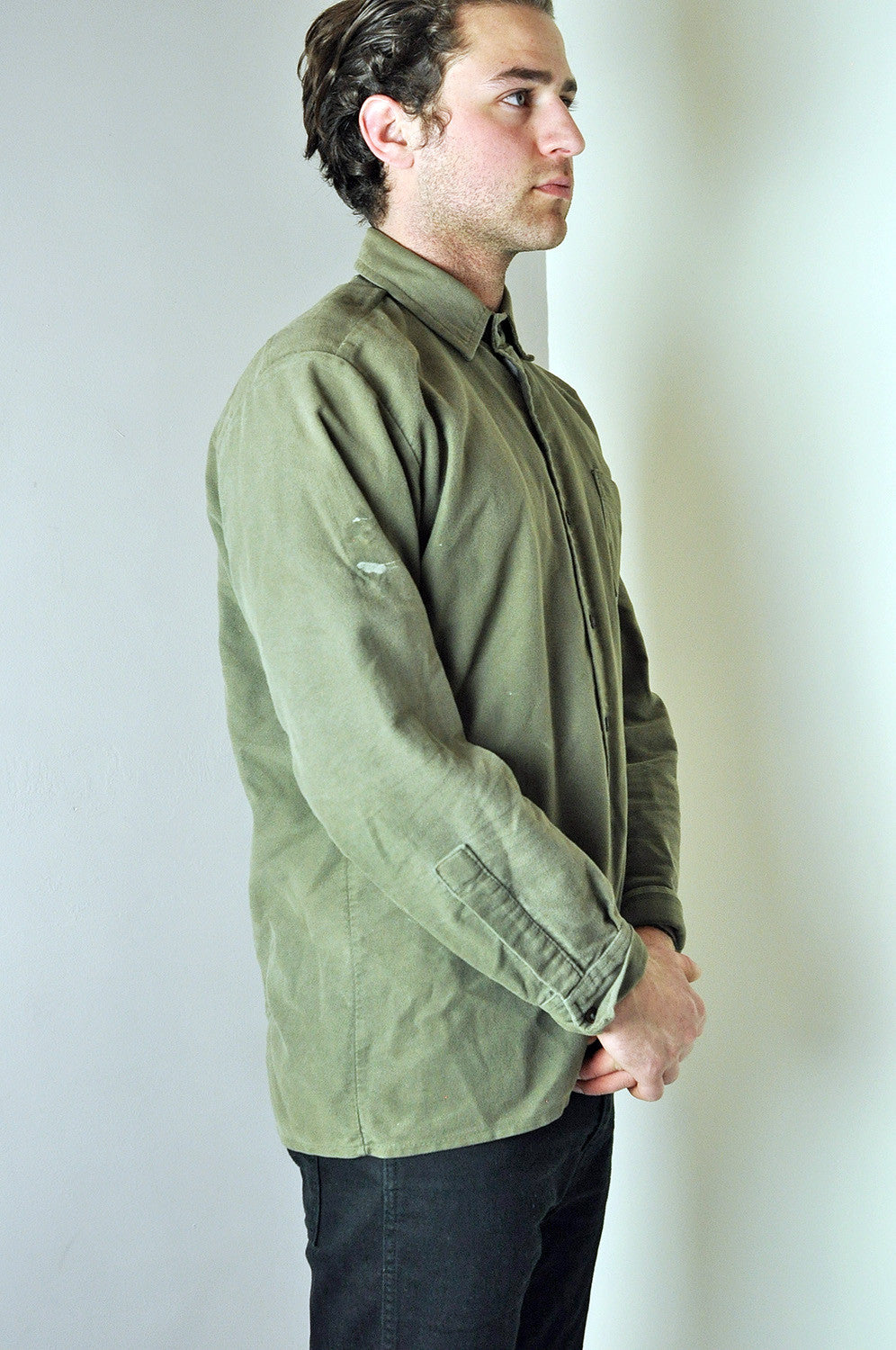 Vintage Barbour Khaki Green Button Up Long Sleeve Shirt