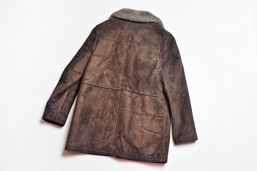 Vintage Dark Brown Shearling Suede Winter Suede Jacket