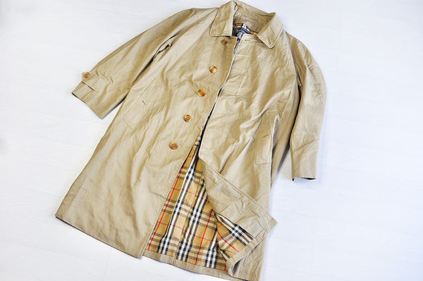 Vintage Burberry Nova Checked Raglan Sleeve Tanned Mac/Trench Coat Jacket