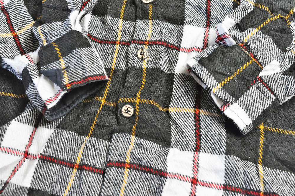 Vintage Black/White Check Flannel Long Sleeve Over Shirt