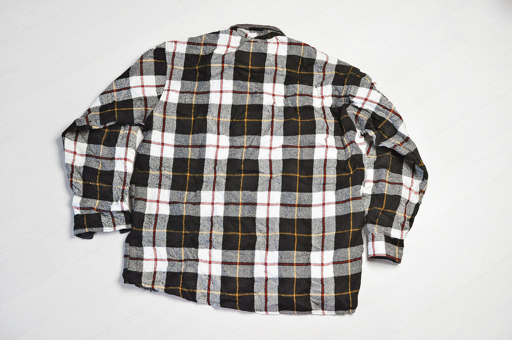 Vintage Black/White Check Flannel Long Sleeve Over Shirt