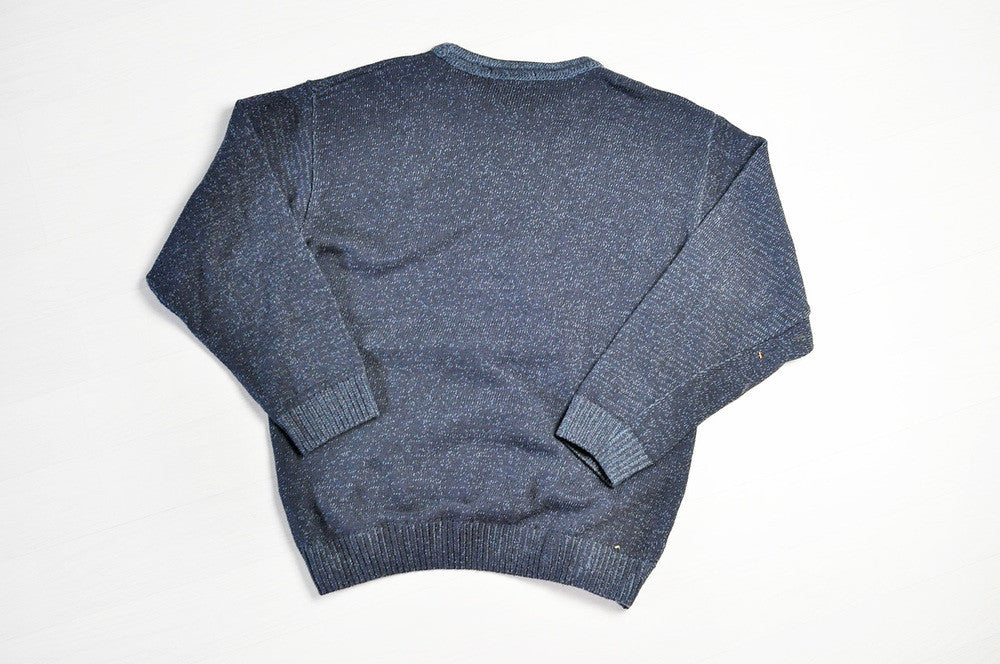 Vintage Speckled/Lined Patterned Navy Knit Jumper/Sweater