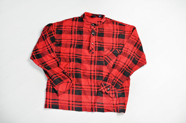 Vintage GAP Half Way Buttoned Granddad Collar Red Over Shirt