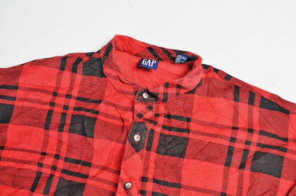 Vintage GAP Half Way Buttoned Granddad Collar Red Over Shirt