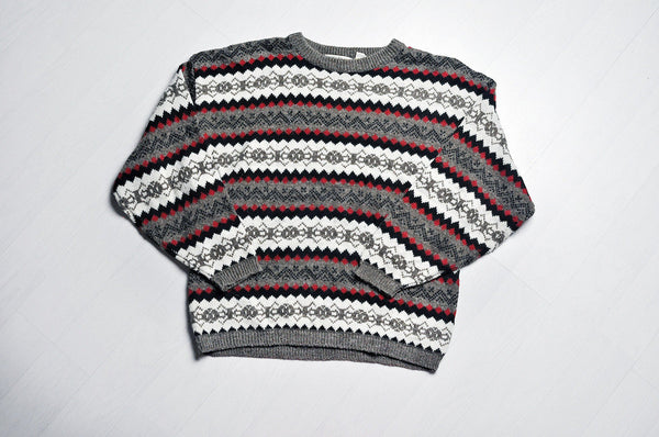 Vintage Geometry Lined Patterned Knit Jumper/Sweater