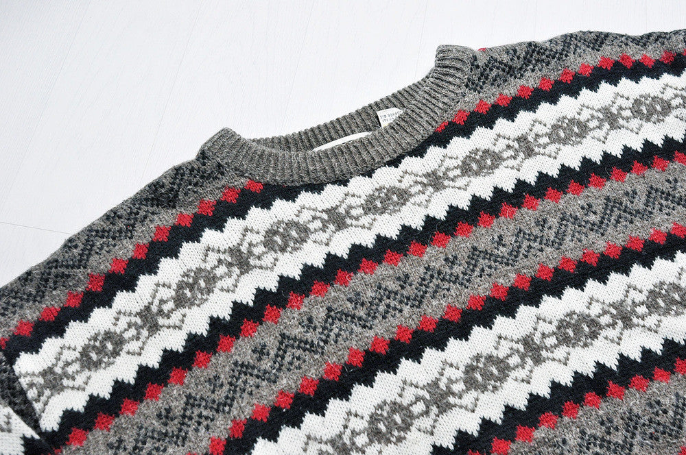 Vintage Geometry Lined Patterned Knit Jumper/Sweater