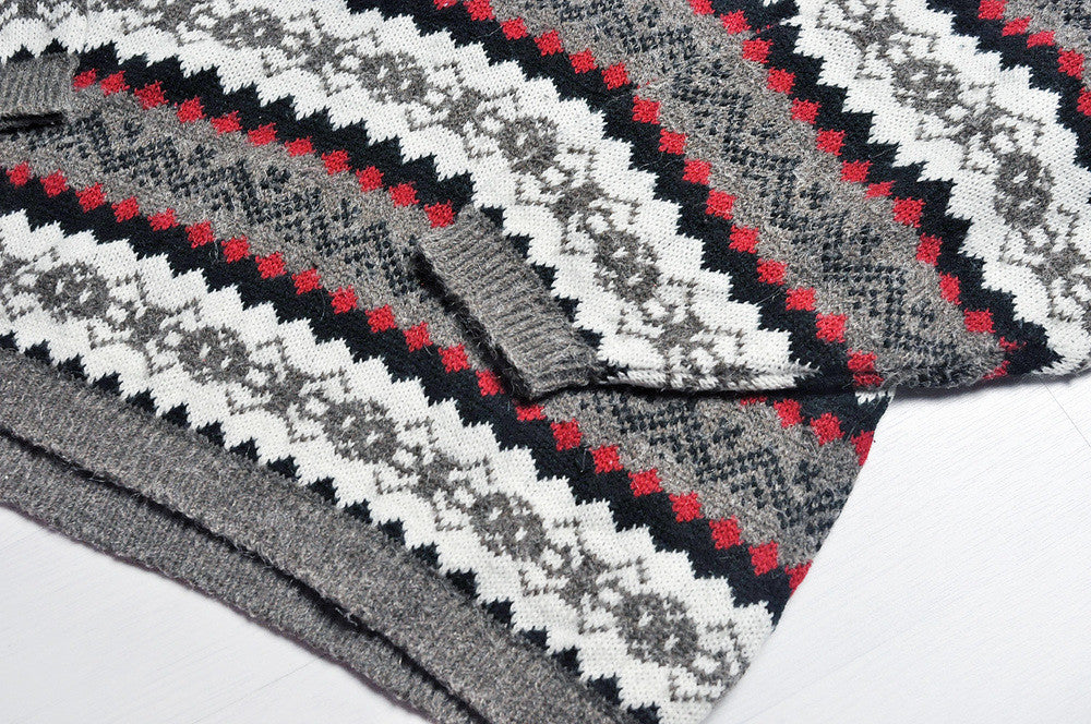 Vintage Geometry Lined Patterned Knit Jumper/Sweater