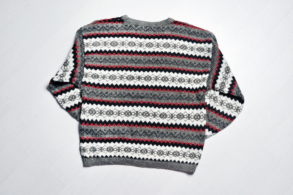 Vintage Geometry Lined Patterned Knit Jumper/Sweater