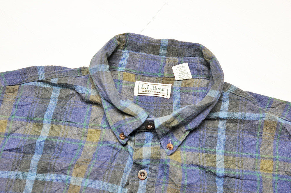 Vintage L.L.Bean Blue Checked Plaid Long Sleeve Oxford Shirt