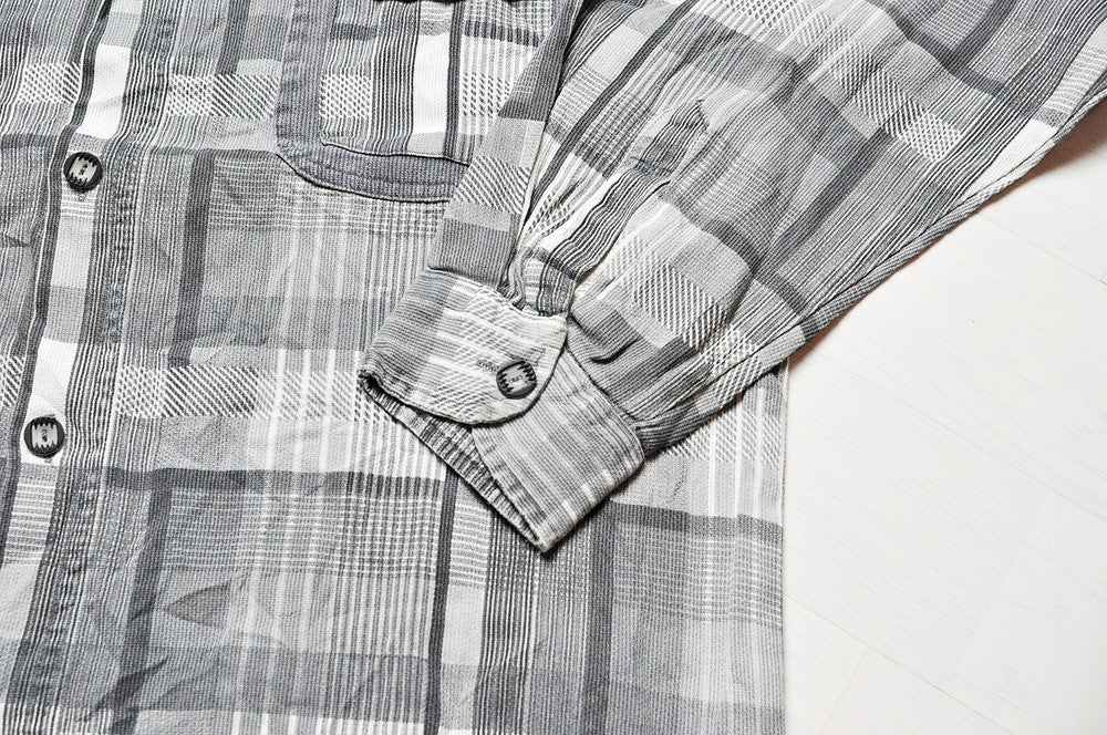 Vintage Grey Checked Flannel/Cord Patched Long Sleeve Shirt