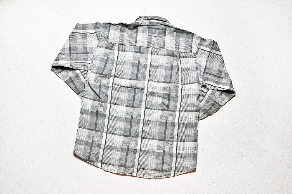 Vintage Grey Checked Flannel/Cord Patched Long Sleeve Shirt