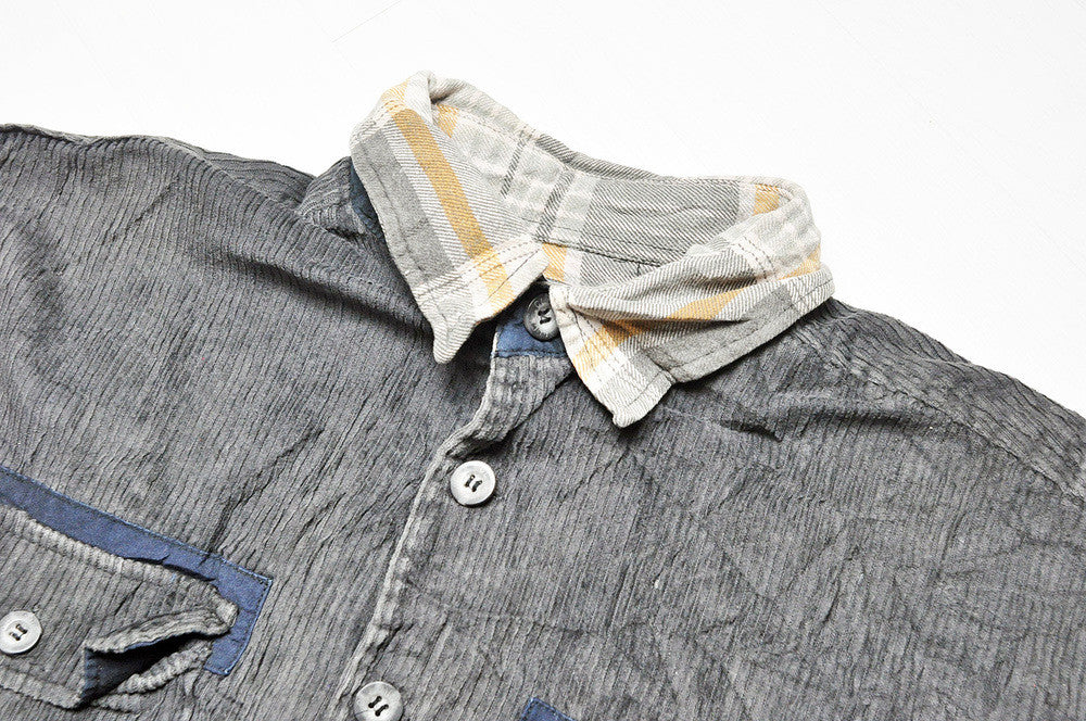 Vintage Brown Corduroy/Tanned Checked Plaid Long Sleeve Heavy Over Shirt