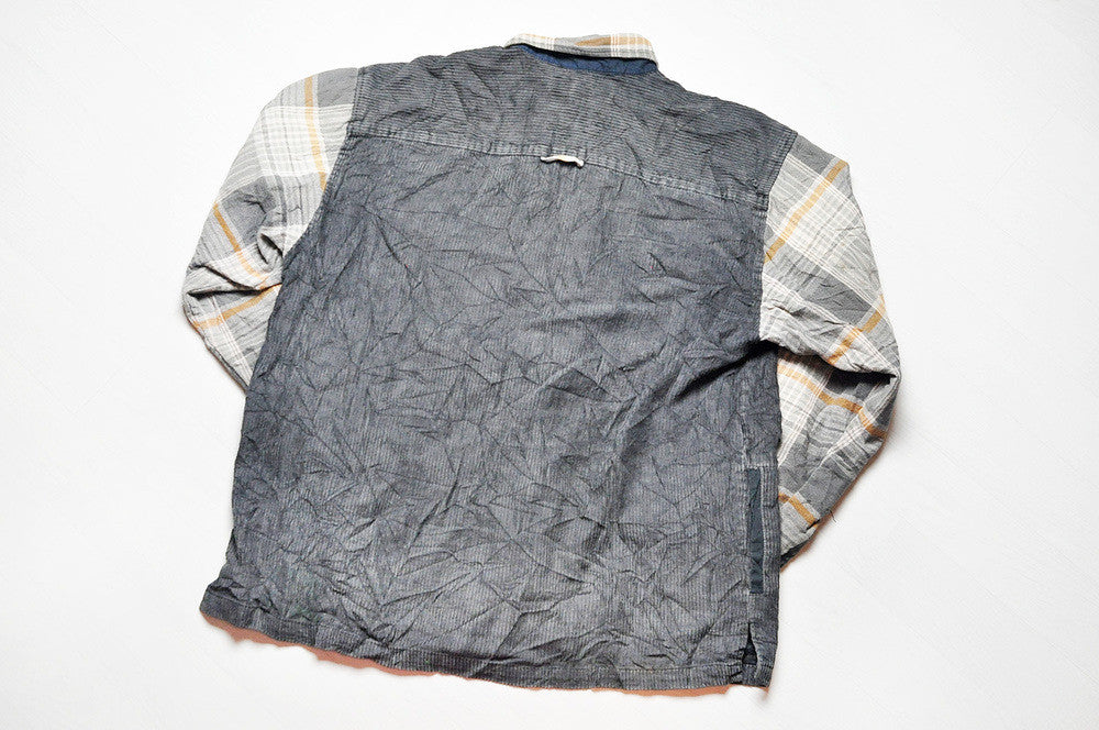 Vintage Brown Corduroy/Tanned Checked Plaid Long Sleeve Heavy Over Shirt
