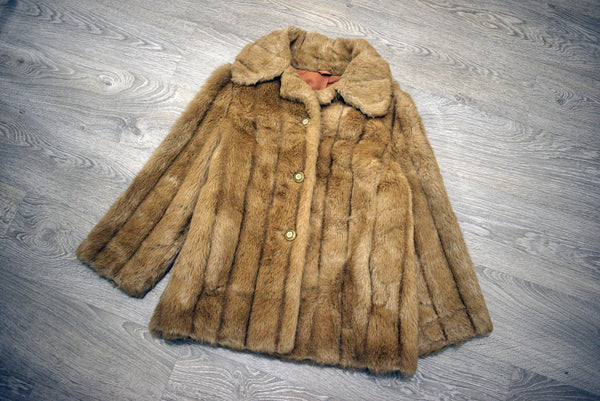 Vintage Tanned Faux Fur Winter Coat Jacket