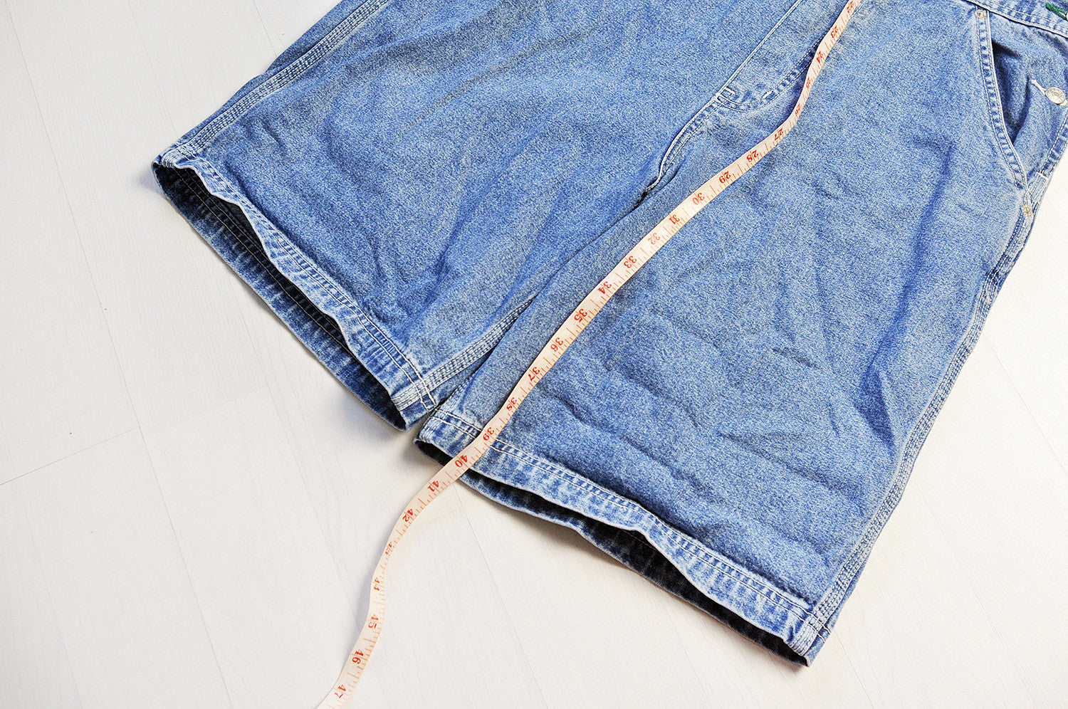 Vintage Tommy Hilfiger Blue Washed Denim Short Dungarees Legs