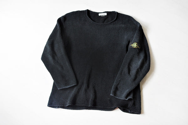 Vintage Stone Island Black Knit Drop Shoulder Jumper