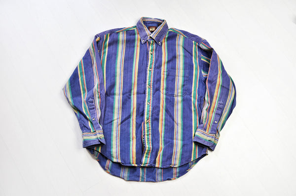 Vintage Multi-coloured Stripped Patterned Plaid Long Sleeve Shirt