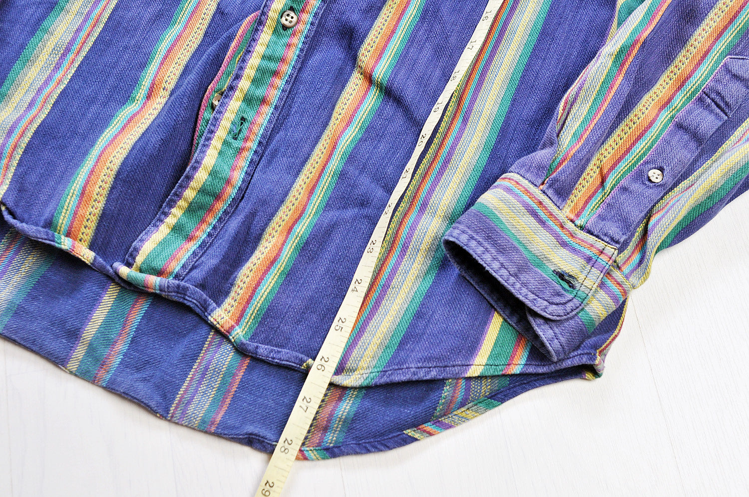 Vintage Multi-coloured Stripped Patterned Plaid Long Sleeve Shirt