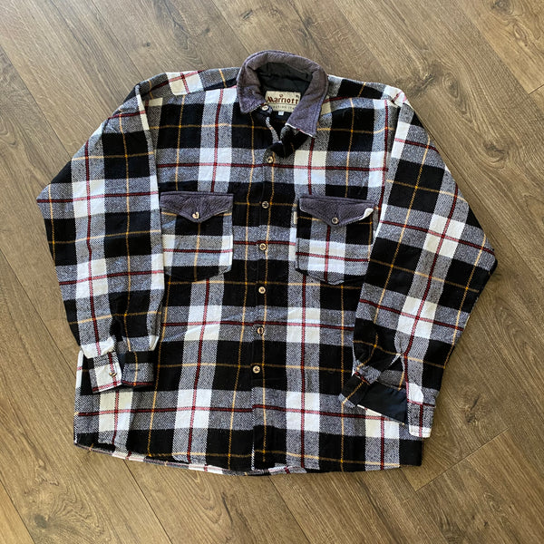 Vintage Plaid Flannel Black Checkered Over Shirt