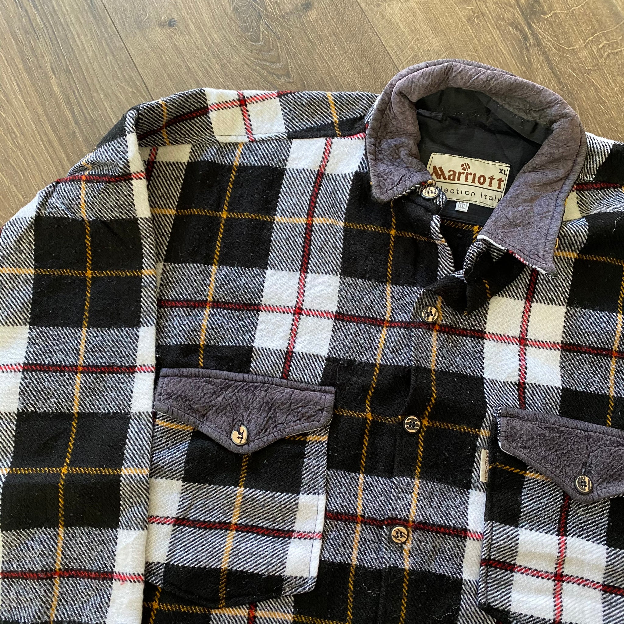 Vintage Plaid Flannel Black Checkered Over Shirt