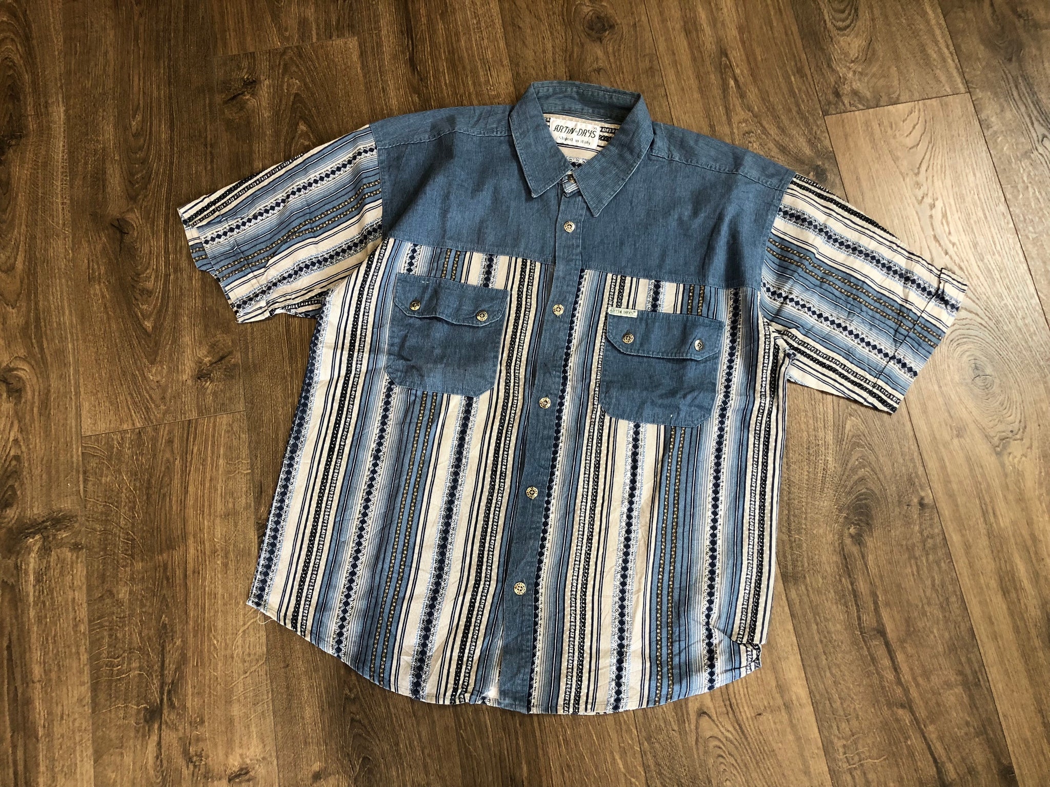 Vintage Stripe Cord Short Sleeve Shirt